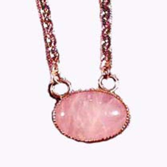PINK AGATE STERLING SILVER NECKLACE, 18 INCH STERLING CHAIN, GEM IS 1 INCH WIDE, - Picture 1 of 1